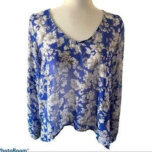 Philosophy sheer floral high low blouse M
